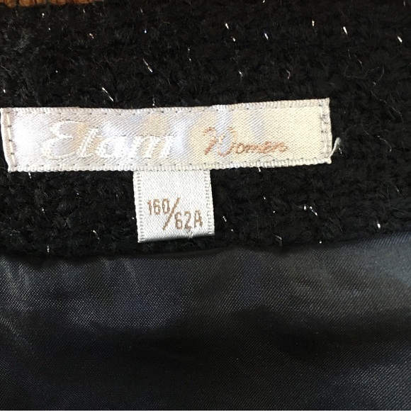 Vintage 90's Etam Black Wool Blend Textured Ruffle Hem A-line Flare Skirt - Picture 10 of 16